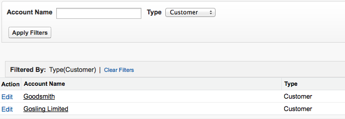 Account Search Filters Search Layout