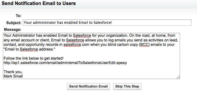 Email to Salesforce Notification Email