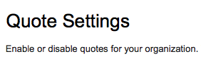 Quote Settings