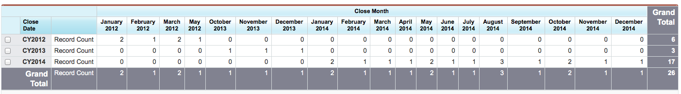 Salesforce Opportunity Reporting by Year and Month